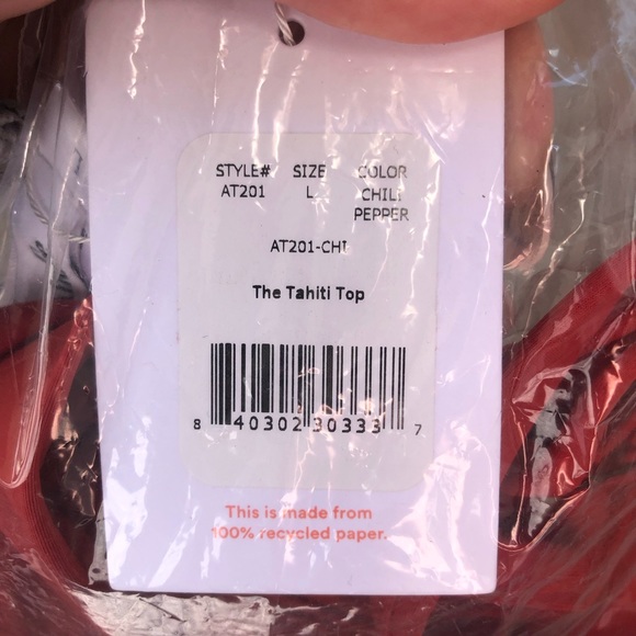 Andie Swim The Tahiti Bikini Top Chili Pepper Red Plunge Bathing Suit Size Large - Picture 3 of 6